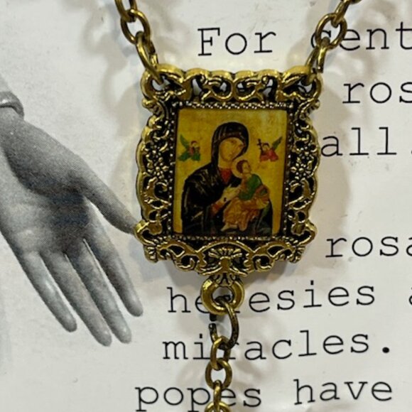 Rosary Beads Prayer Card The 15 Promises of Mary Our Lady of Perpetual Help - Picture 3 of 9